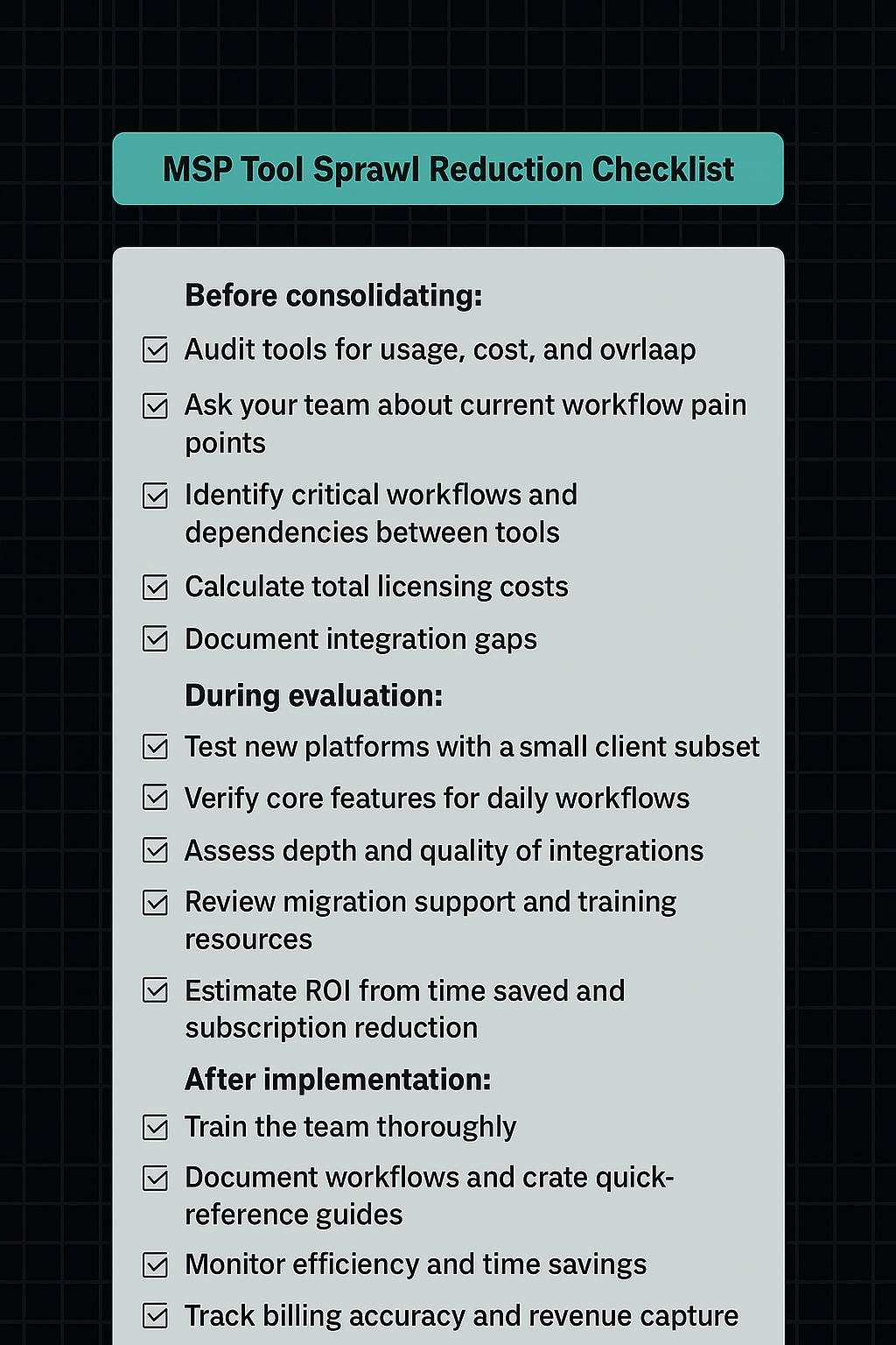 msp tool sprawl reduction checklist